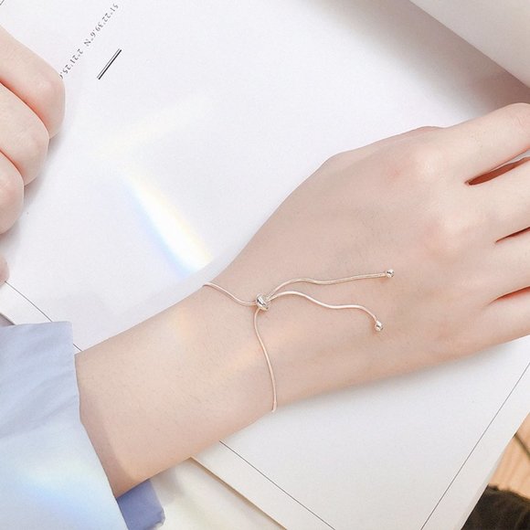 Sterling Silver Snake Chain Adjustable Bracelet - Picture 2 of 4